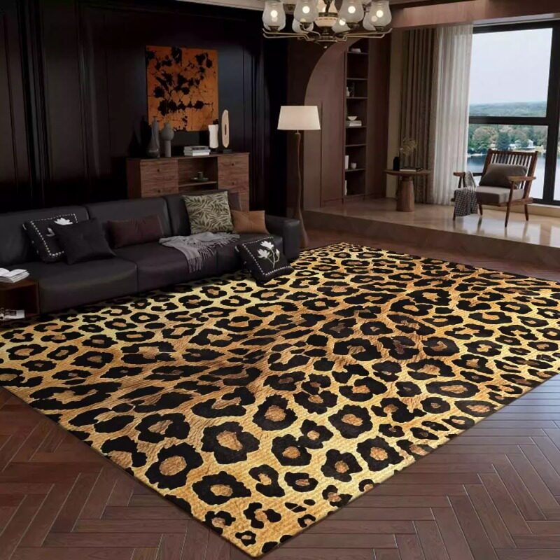 Printing On Commercial - Alfombra Retro con Estampado de Leopardo