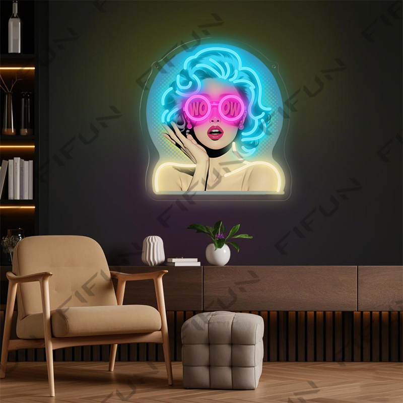 Letrero Luminoso WOW Curl Girl - Commercial Wall Printing reseña y precio